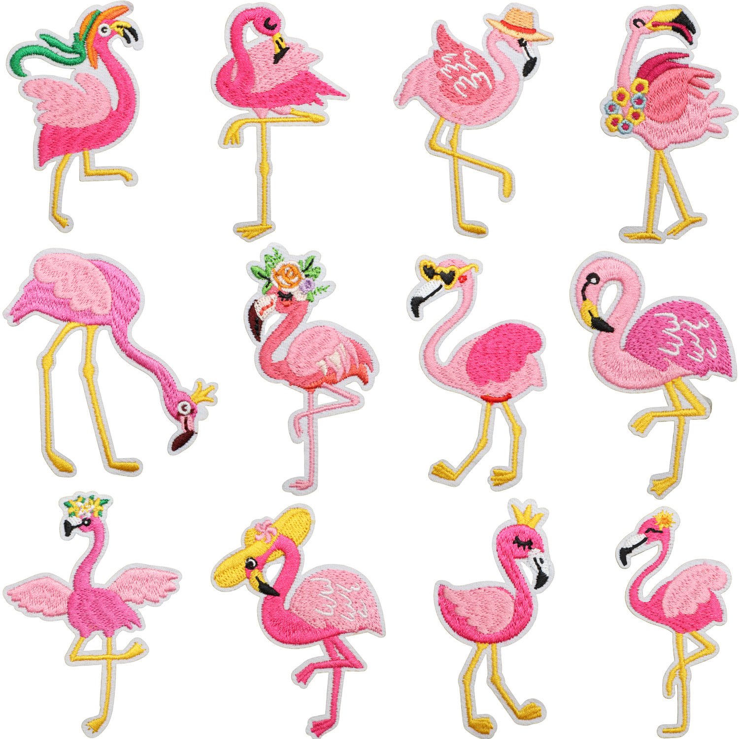 Flamingo embroidery cloth sticker bag decoration elegant flamingo patch sticker cute couple Flamingo Patches
